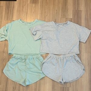 Striped Pajama Set - Green and Gray Sets